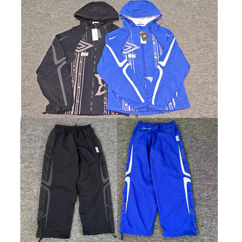 Vintage Windbreaker Nylon - Men Y2K Blue Striped MERTRA Hooded