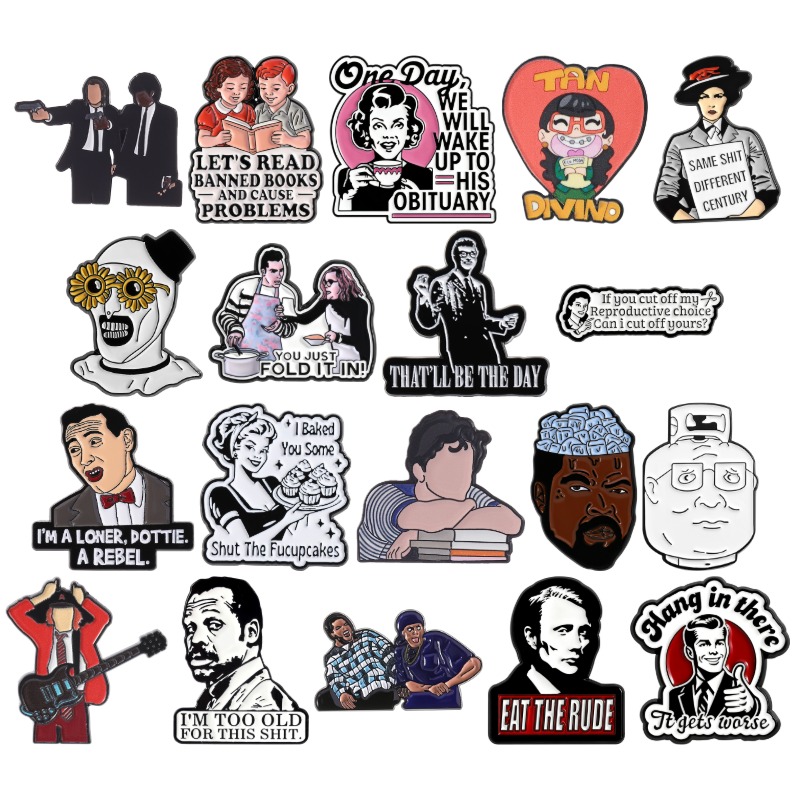 Vintage Fashion Quotes - TV Movie Character Enamel Pins Funny