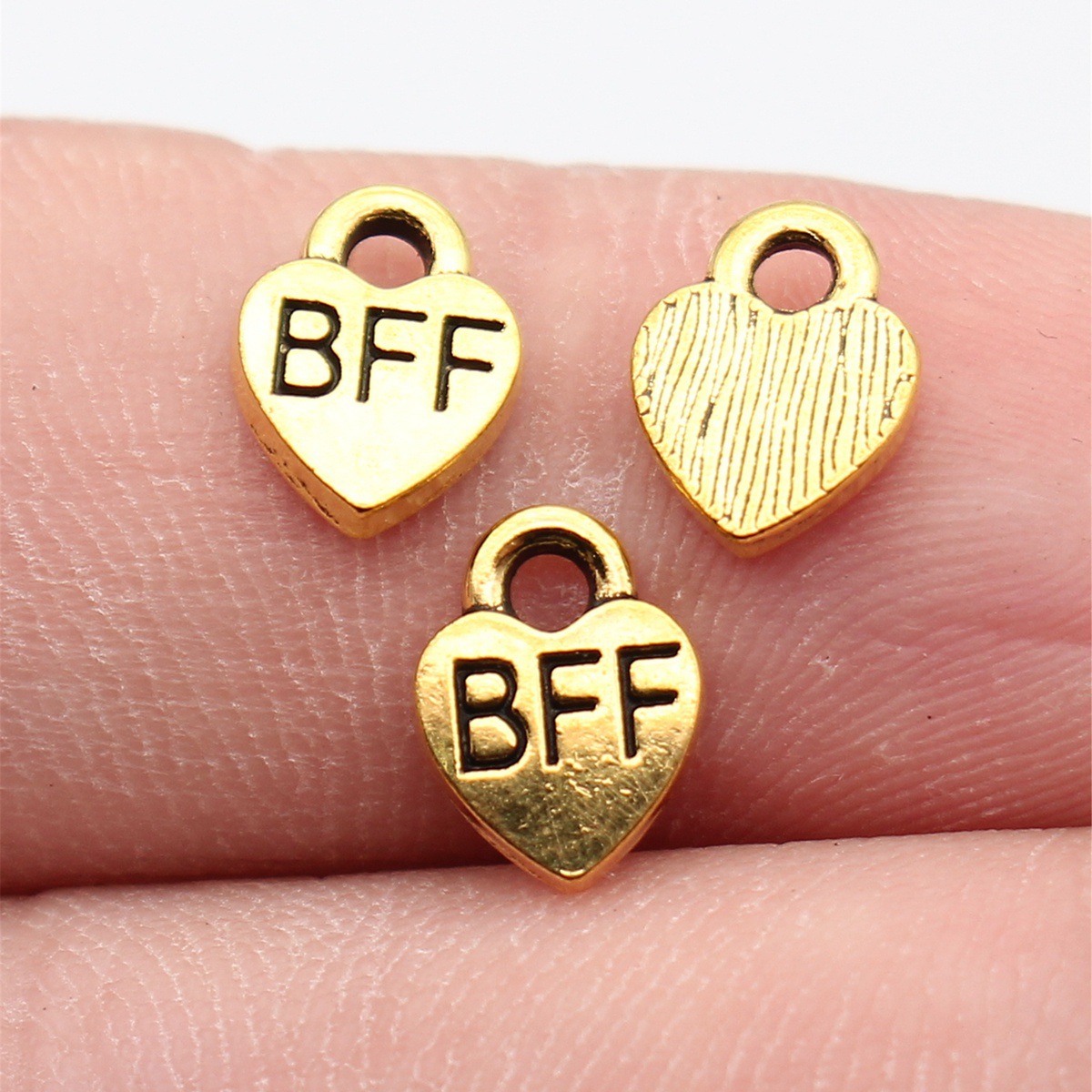 Vintage Fashion Stores - 40pcs 9.3x7mm Antique Gold Color Bff