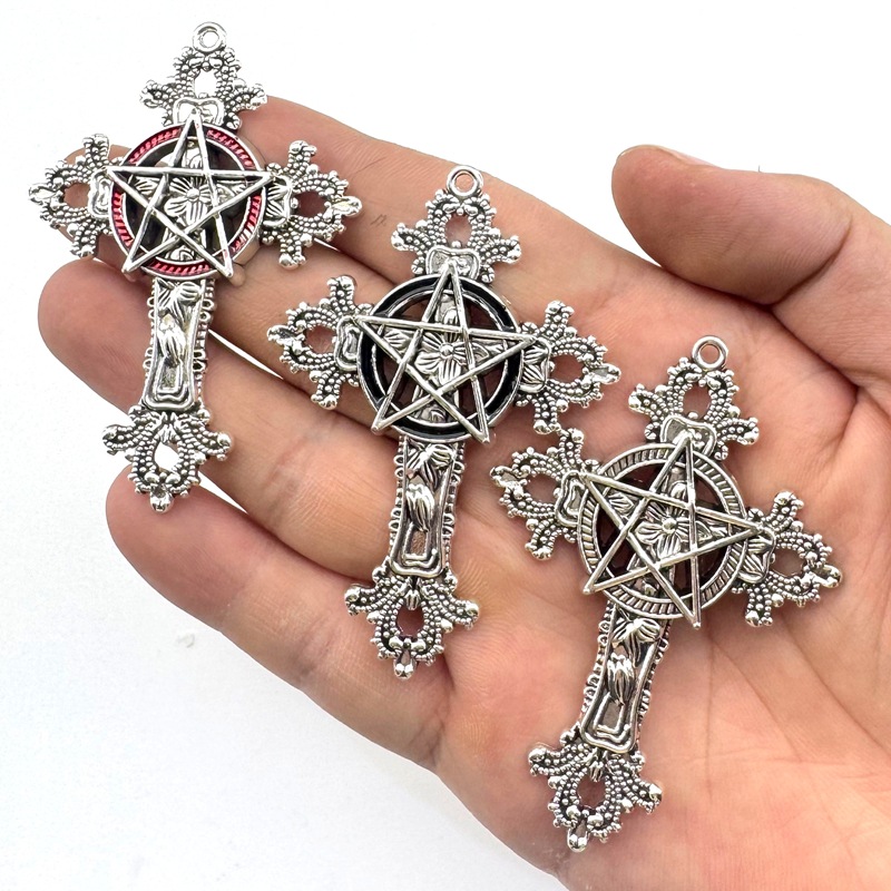 Vintage Fashion Stores - 2pcs 30x15mm Gothic Big Cross Star