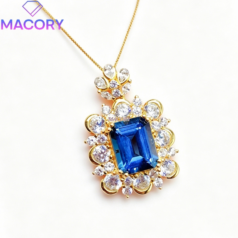Vintage Fashion London - Natural London Blue Topaz Pendant Necklace