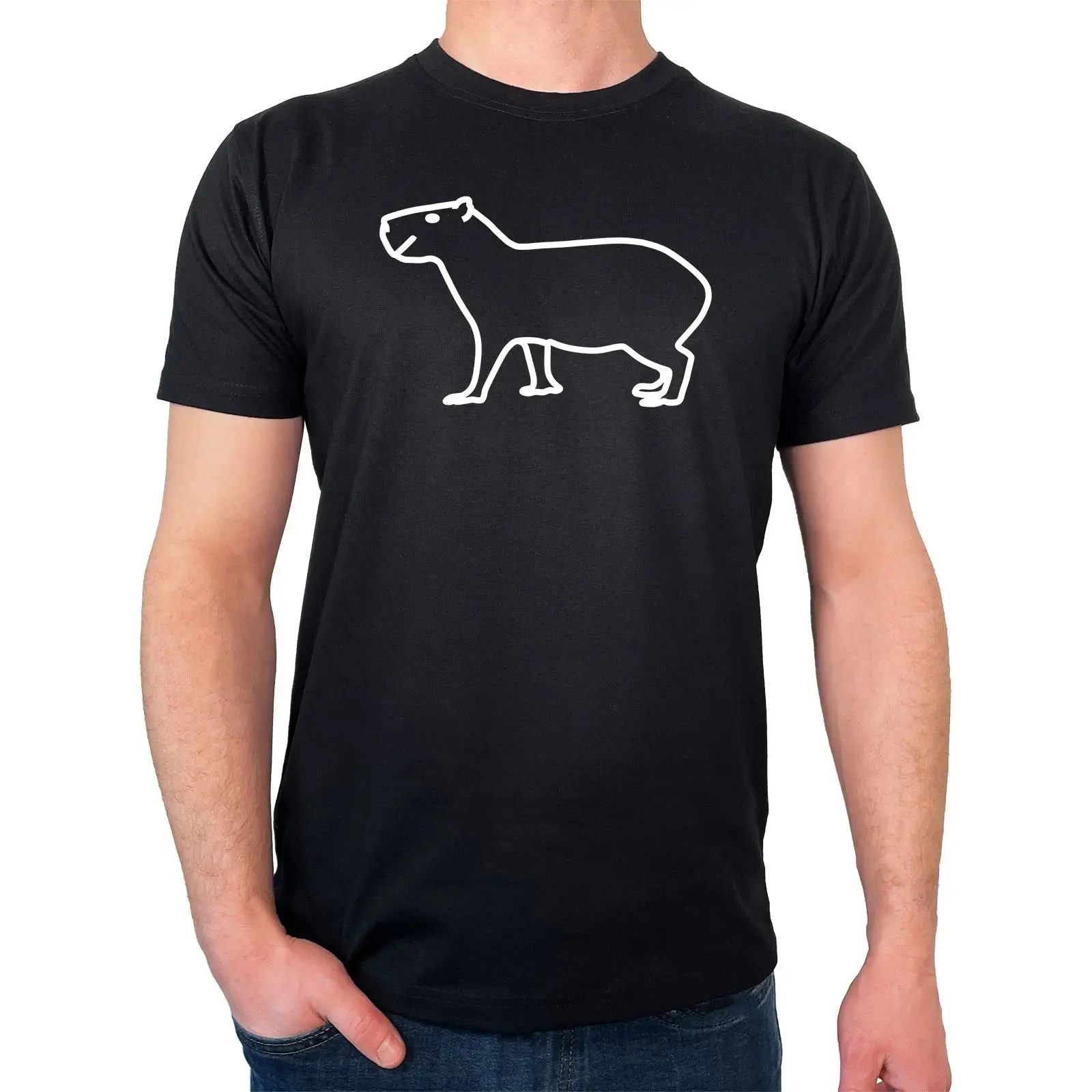 Vintage Fashion Herren - Herren T Shirt Capybara Silhouette Geschenkidee