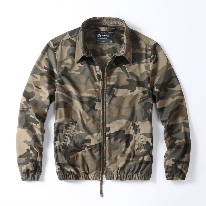 Vintage Windbreaker Nylon - Men Vintage Camouflage Jacket Outwear Loose-fitting