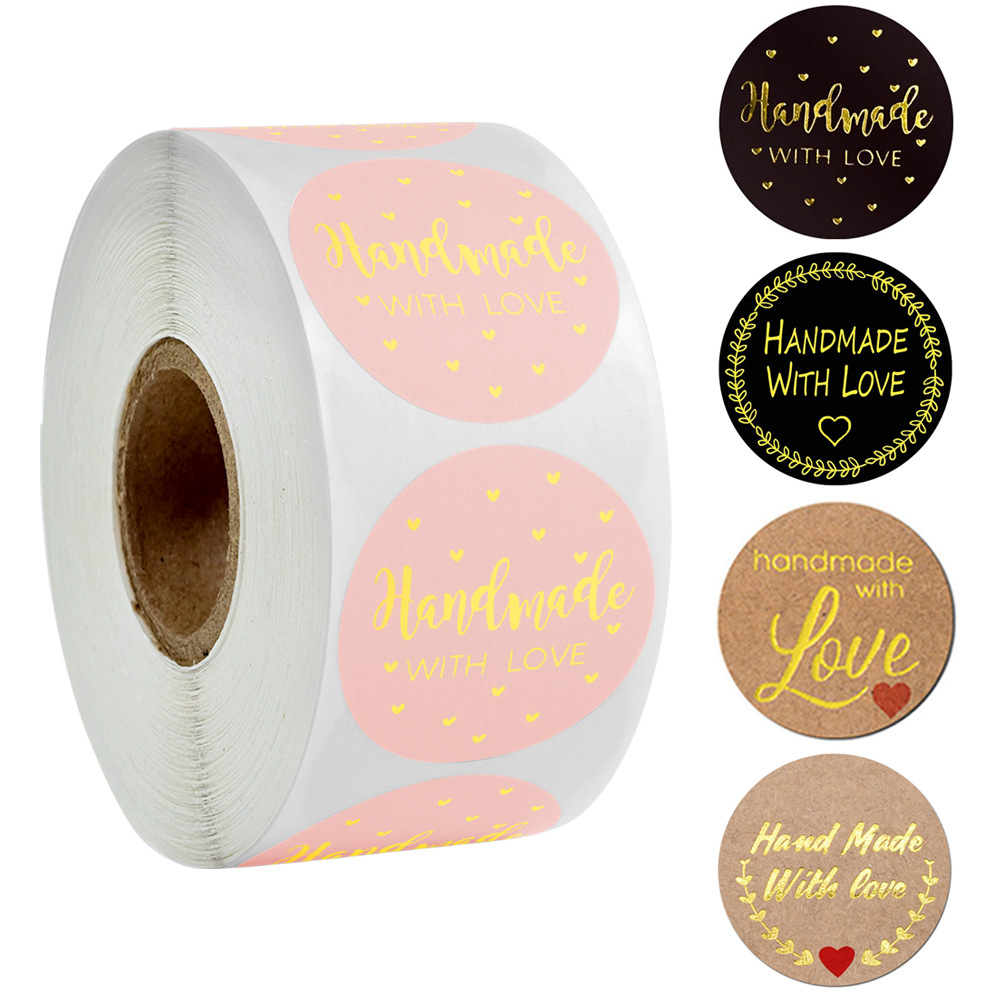 Vintage Fashion Magazines - 500pcs/roll Pink Handmade With Love Stickers