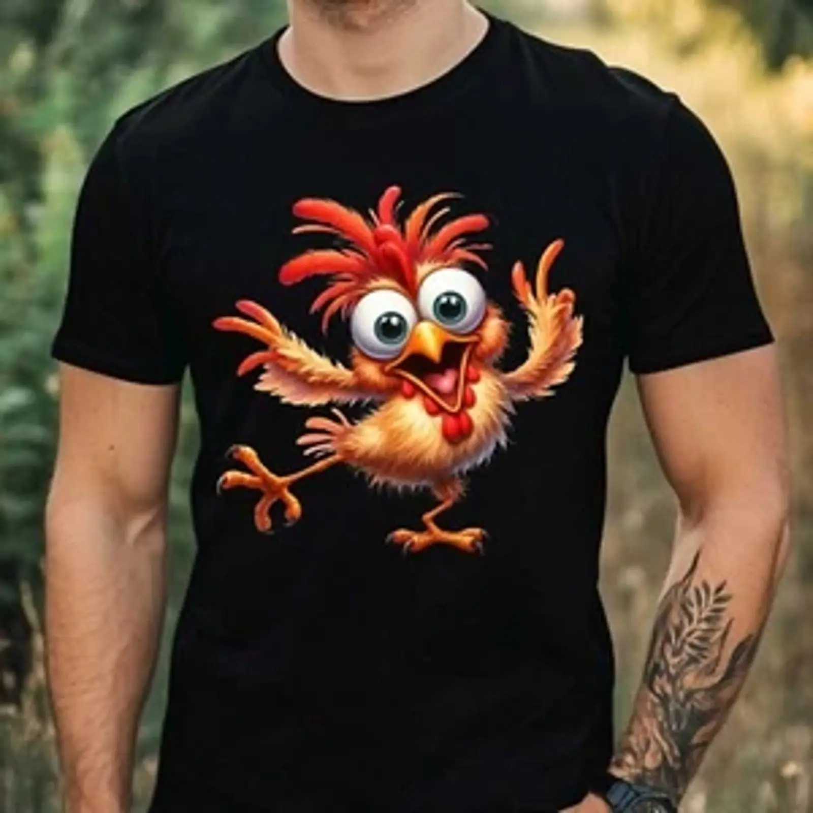 T Shirt Herren Lustiges Huhn M - Vintage Fashion Herren recension och pris