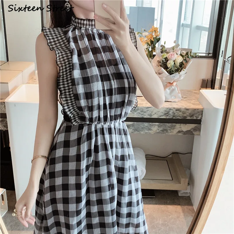 Plaid Sleeveless Dress for Wom - Vintage Fashion Runway recension och pris