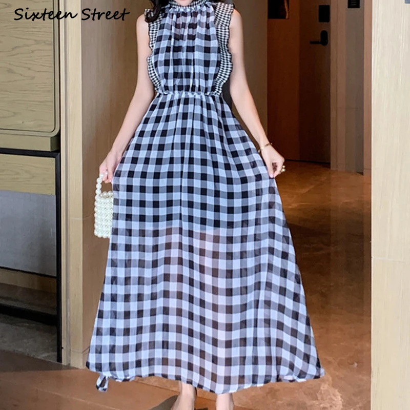 Plaid Sleeveless Dress for Wom - Vintage Fashion Runway recension och pris