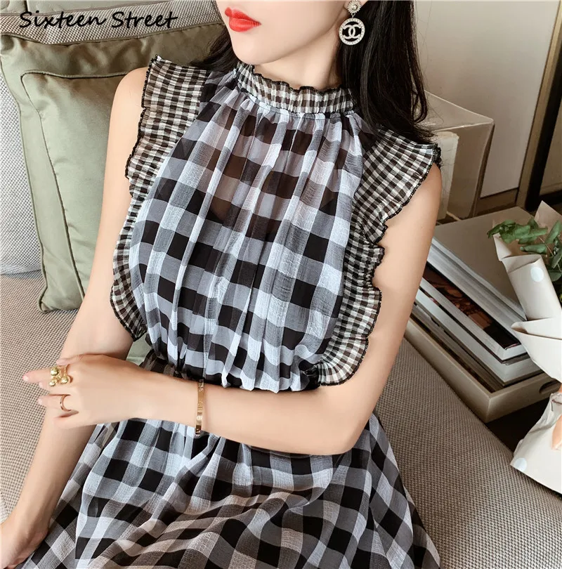 Plaid Sleeveless Dress for Wom - Vintage Fashion Runway recension och pris