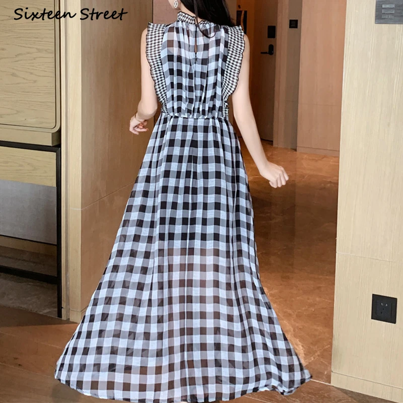 Plaid Sleeveless Dress for Wom - Vintage Fashion Runway recension och pris