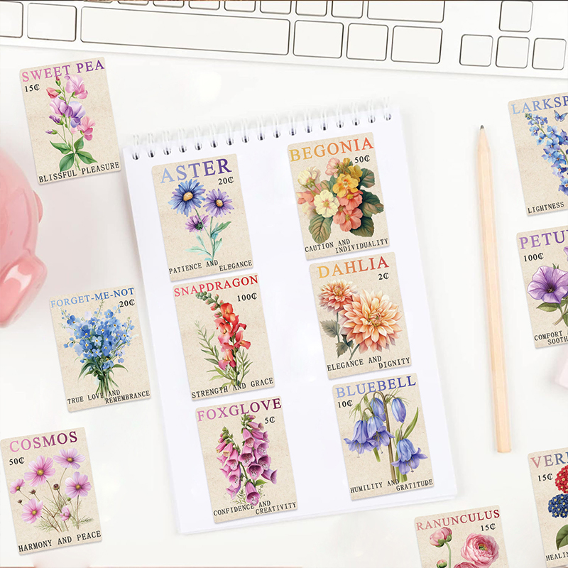 50PCS Vintage Flower Postage S - Vintage Fashion Magazines recension och pris