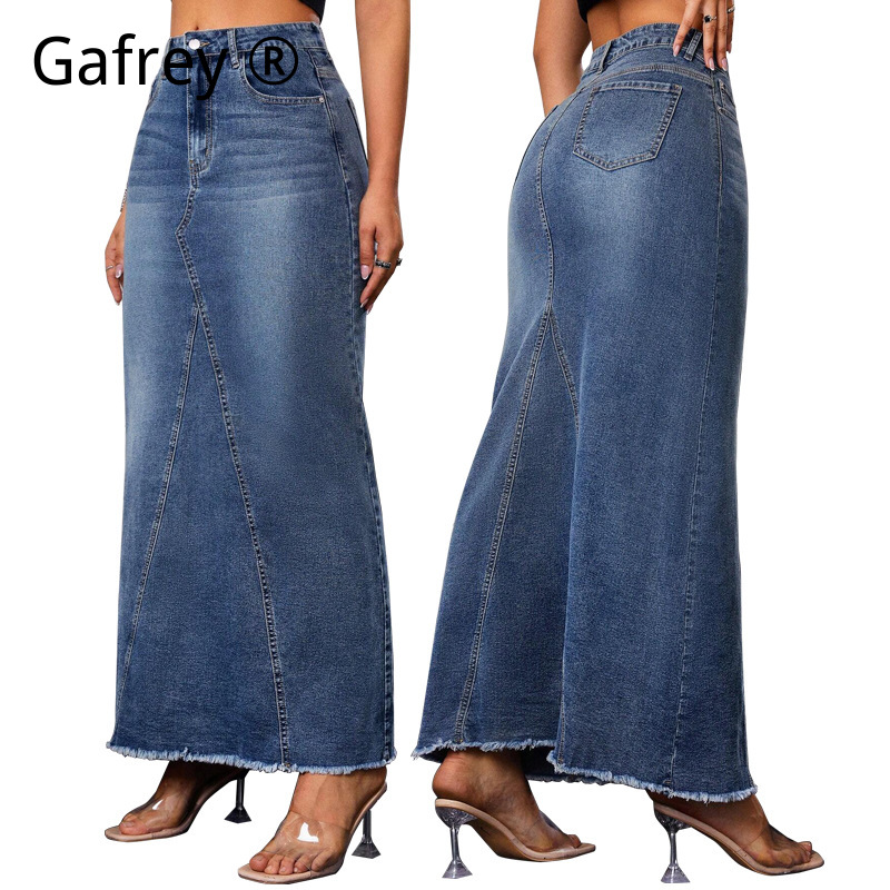 Women Denim Midi Skirt High Wa - Vintage Fashion Jeans recension och pris
