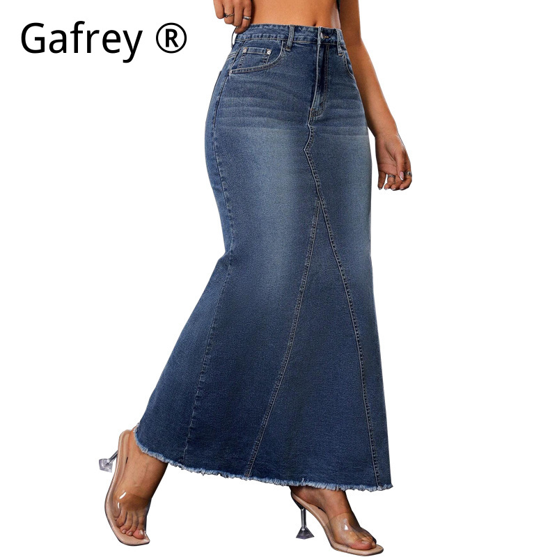 Women Denim Midi Skirt High Wa - Vintage Fashion Jeans recension och pris