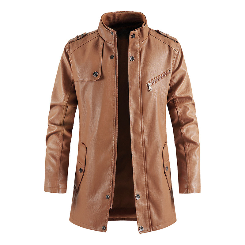 Mid-Length Faux Leather Motocy - Vintage Windbreaker Nylon recension och pris