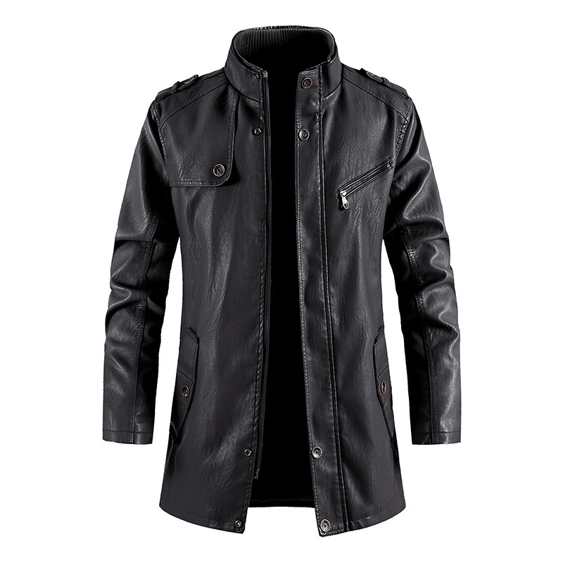Mid-Length Faux Leather Motocy - Vintage Windbreaker Nylon recension och pris