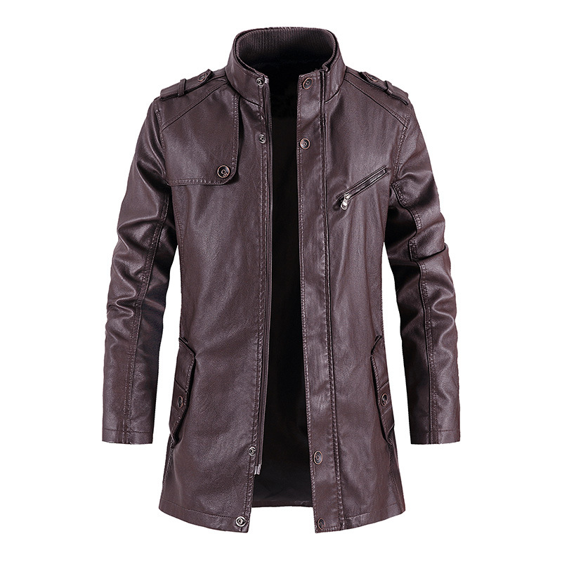Mid-Length Faux Leather Motocy - Vintage Windbreaker Nylon recension och pris