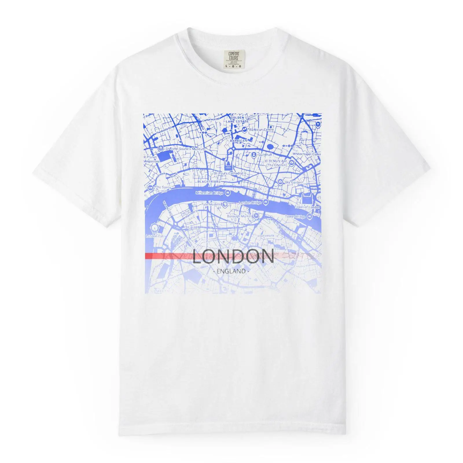 London Map T Shirt Garment Dye - Vintage Fashion London recension och pris