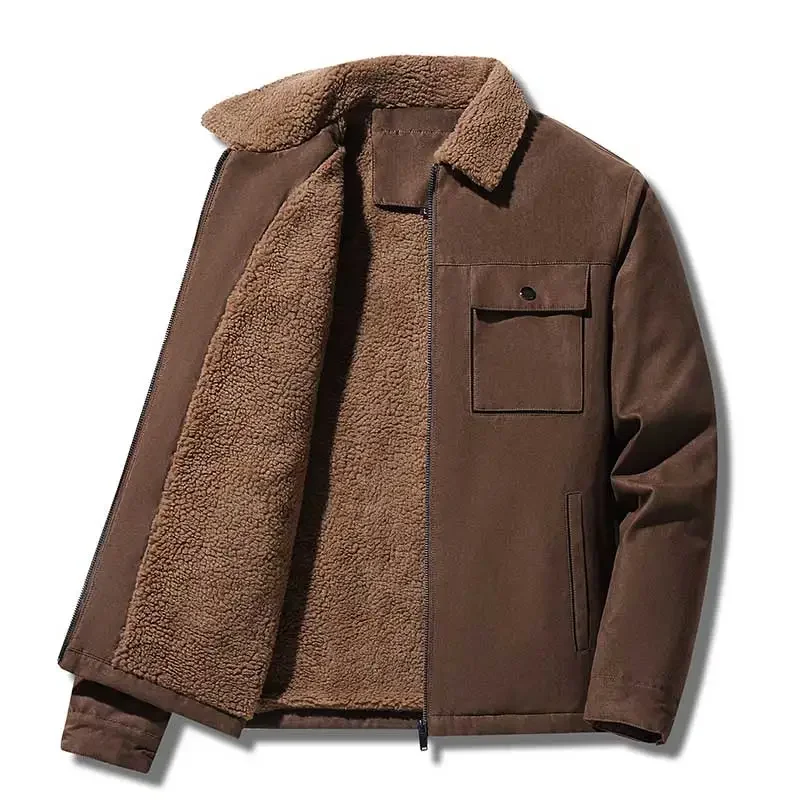 Winter Men Jackets Suede Warm  - Vintage Windbreaker Nylon recension och pris