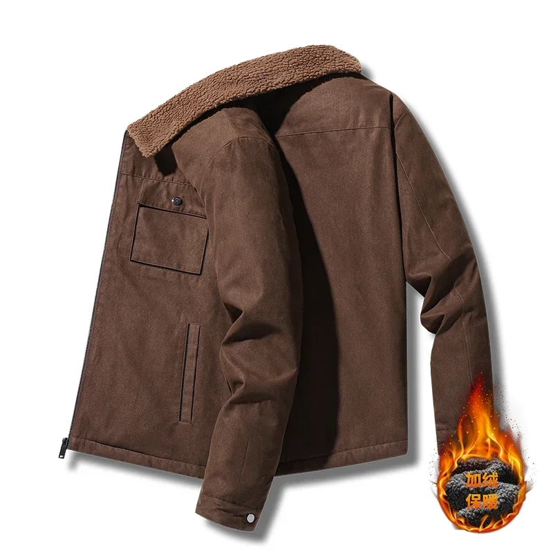 Winter Men Jackets Suede Warm  - Vintage Windbreaker Nylon recension och pris