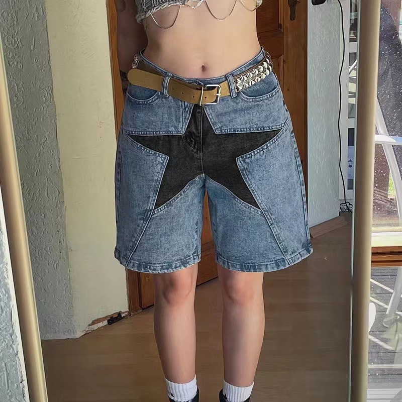 Stars Patchwork Women Short Je - Vintage Fashion Jeans recension och pris